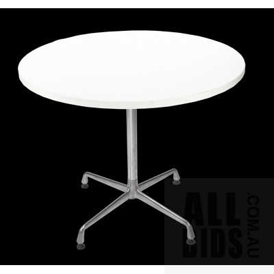 Eames Style ET103 Universal Table with Polished Steel Legs and White Laminate Top