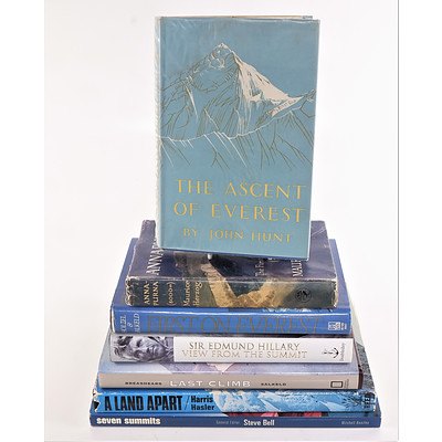 Quantity of Seven Books Relating to Mount Everest and Mountain Climbing Including Sir Edmund Hillary View fro the Summit, John Hunt The ascent of Everest and More