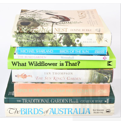 Nine  Volumes Relating to Gardening and Nature Including Birds of the Sun by Michael Sharland, The Sun Kings Garden by Ian Thompson and More