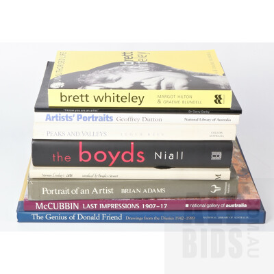 Nine Books Relating to Australian Artists Including The Boyds by B Niall, Norman Lindsays Cats and More