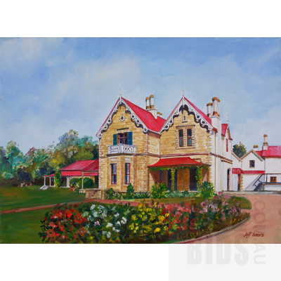 Jeff Isaacs (born 1936), Duntroon House, Royal Military College, Canberra, Oil on Canvas, 30 x 40 cm