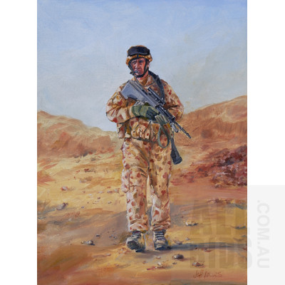 Jeff Isaacs (born 1936), On Patrol in Afghanistan, Oil on Canvas, 41 x 31 cm