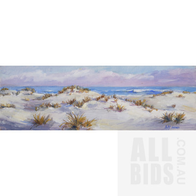 Jeff Isaacs (born 1936), Dunes - Coastal Scape, Oil on Canvas, 10 x 30 cm