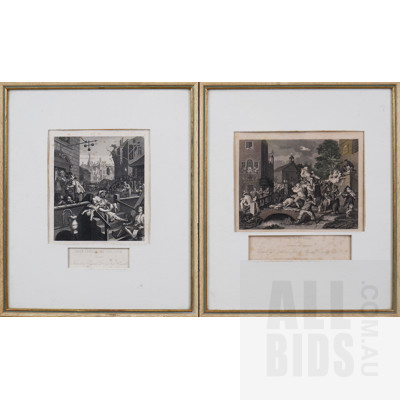 A Pair of Framed Engravings From the Original Work by Hogarth, 'The Election' & 'Beer Street and Gin Lane', each approx. 12 x 16 cm (image size)