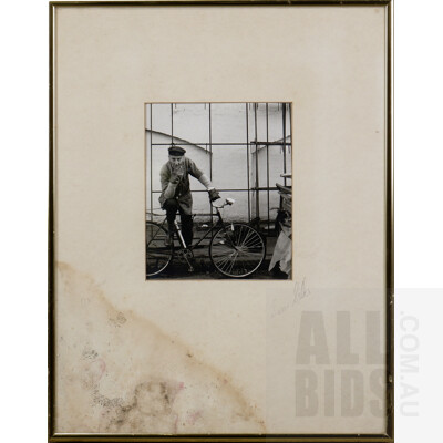 Susan Stubbs, Untitled (Man with Bicycle), Black & White Photograph, 19 x 15 cm
