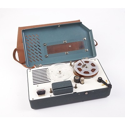 Vintage Echoder 5 Transistorised Portable Reel-Reel Tape Recorder in Original Case with Box and Accessories and Miniature Transistor 6 Radio