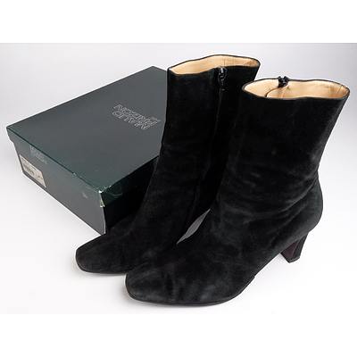 Maud Frizon Paris High Heeled Ankle Boots, Black Calf Suede in Original Box