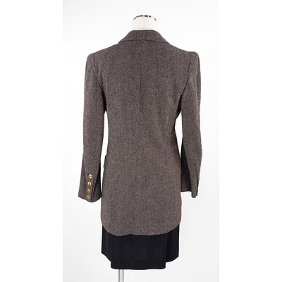 Sonia Rykiel Paris Boucle Feel Jacket with Monogram Buttons and Black Stretch Knit Skirt