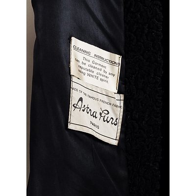 Mid Century Faux Astrakhan Coat with Genuine Fur Collar - Astra Furs Paris - Circa 1960s