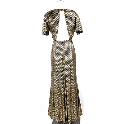 1980s 'Fishtail' Evening Gown in Gold Metallic Fabric