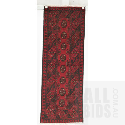 Afghan Turkman Hand Knotted Wool Runner