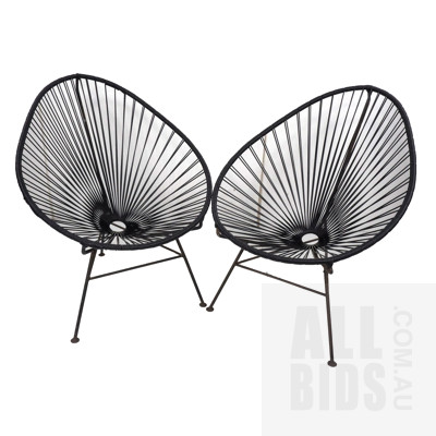 Pair of Vintage Black Acapulco Patio Chairs with Original Label