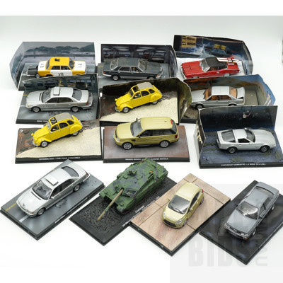 Twelve 2007 and 2008 James Bond Model Cars, Including Mercury Cougar, Chevrolet Corvette, BMW 750iL and More 