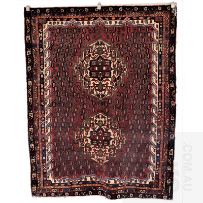 Vintage Persian Bijar Hand Knotted Pure Wool Rug