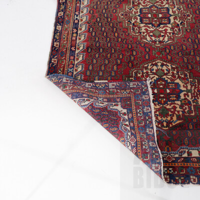Vintage Persian Bijar Hand Knotted Pure Wool Rug