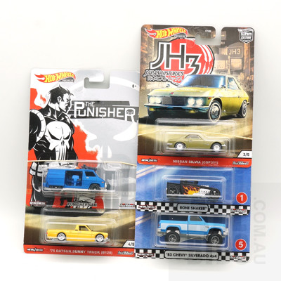 Five Hot Wheels Cars, Including Japan Historics, The Punisher and Boulevard 