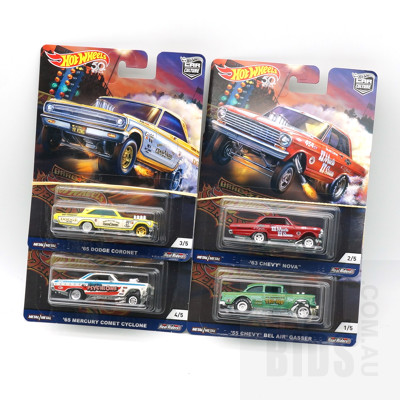 Four 2018 Hot Wheels Car Culture Model Cars, Including 65 Mercury Comet Cyclone, 65 Dodge Coronet, and More