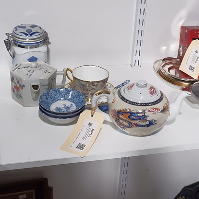 Royal Albert Chintz Duo, Two Asian Teapots, Porcelain Fish & Bird and Small Bowls