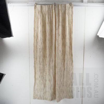 Pair of Circa 1970s Boucle Pinch Pleat Curtains