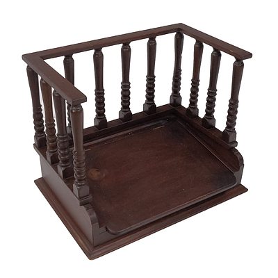 Antique Style Auctioneers Desktop Stand with Lift Up Compartment and Turned Supports