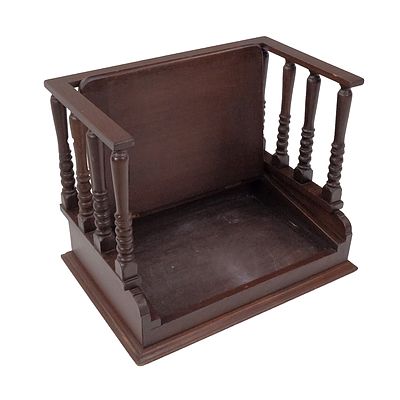 Antique Style Auctioneers Desktop Stand with Lift Up Compartment and Turned Supports