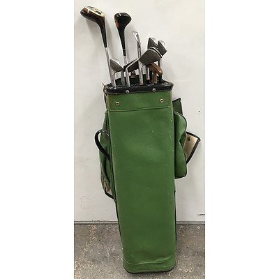 Vintage Slazenger Golf Bag, With Clubs