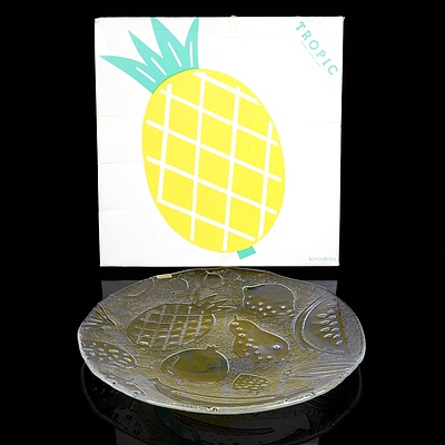 Gunnel Sahlin for Kosta Boda Tropical Fruit Pattern Platter with Original Label and Box - Circa 1990s