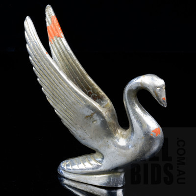 Antique Nickel Plated Swan Car Bonnet Mascot