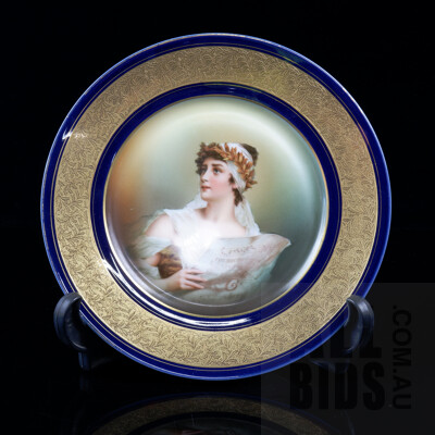 Rosenthaal Cobalt Blue and Gold Portrait Plate - Stamped and Numbered to Base