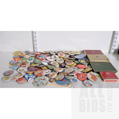 Quantity Vintage Novelty and Advertising Buttons and Cigarette Tins