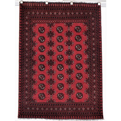 Afghan Bokhara Hand Knotted Pure Wool Rug