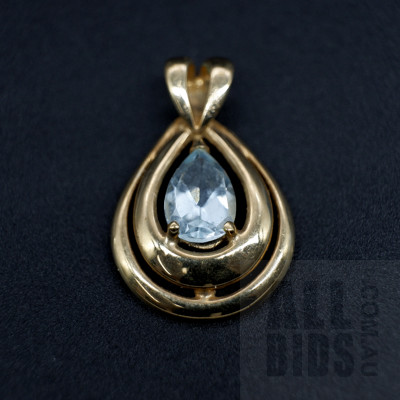 9ct Yellow Gold Pear Shaped Topaz Pendant