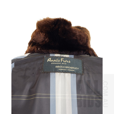 Mid Century Brown Dyed beaver lamb Refined Sheepskin Jacket by Annis Furs, Norfolk Virginia