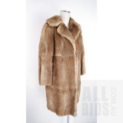 Vintage Land Otter Fur Coat with Gold Brocade Lining Circa 1930s