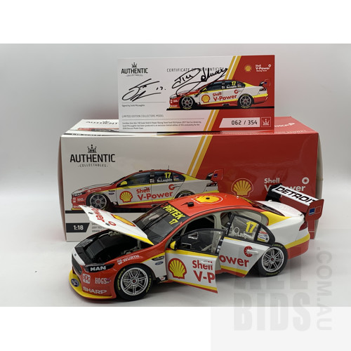 Authentic Collectables 2017 Ford Falcon FGX Team Shell V-Power 62/354 COA Singed By Scott Mclaughlin And Dick Johnson 1:18 Scale Model Car