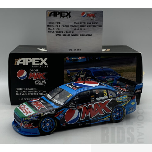 Apex Replicas 2015 Ford FGX Falcon Team Pepsi Max Crew 303/858 1:18 Scale Model Car