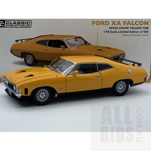 Classic Carlectables Ford XA Falcon RPO83 Coupe Yellow Fire 296/500 1:18 Scale Model Car