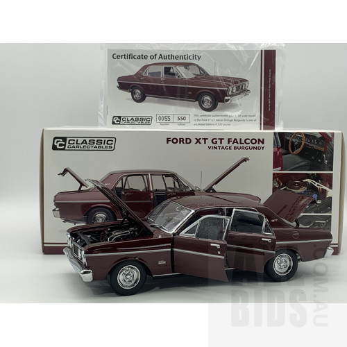 Classic Carlectables Ford XT GT Falcon Vintage Burgundy 55/550 1:18 Scale Model Car