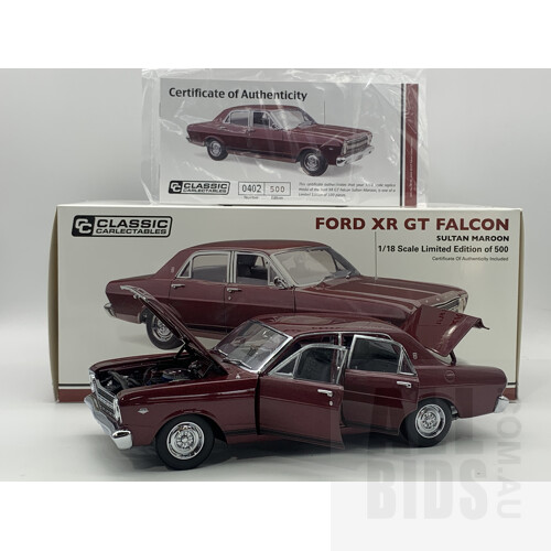 Classic Carlectables Ford XR GT Falcon Sultan Maroon 402/500 1:18 Scale Model Car
