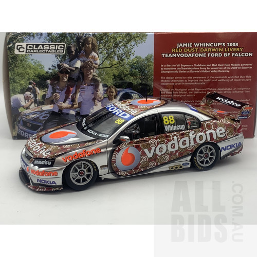 Classic Carlectables 2008 Ford BF Falcon Team Vodafone Red Dust Darwin Livery 1199/1200 1:18 Scale Model Car