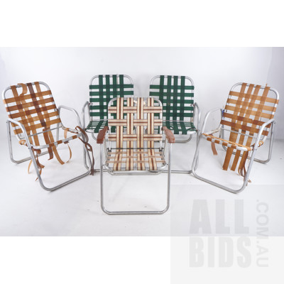 Four Retro Tubular Aluminium Framed Deck /Patio Chairs and a Vintage Folding Patio Chair (5)