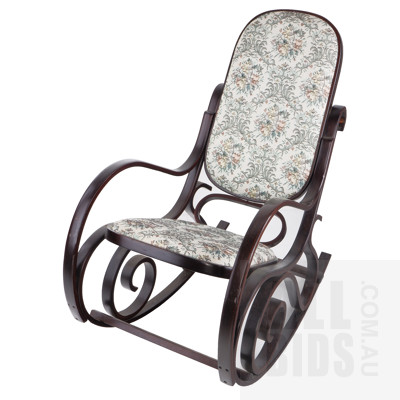 Vintage Bentwood Rocking Chair with Floral Tapestry Style Upholstery