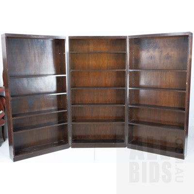 Three Timber Veneer Bookcases with Adjustable Shelves (3)