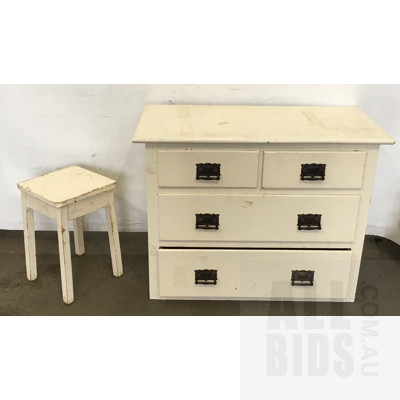 Vintage Chest Of Drawers And Matching Child's Stool