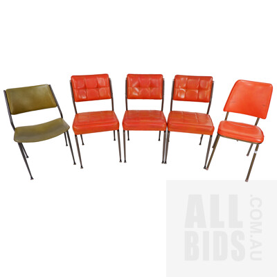 Mixed Lot of Five retro Dining Chairs with Metal Frames and  Vinyl Seats including Three by Ultra Furniture (5)