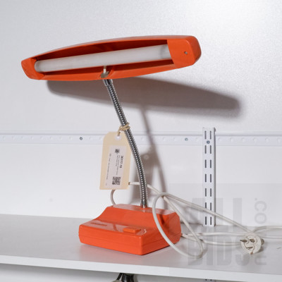 Retro Hanimex Orange Goose Neck Desk Lamp