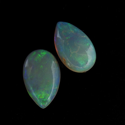 Pair of White Opal Tear Drops, 0.90ct