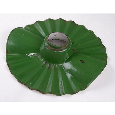 Vintage Green Enamel Industrial Fan-Shaped Light Shade