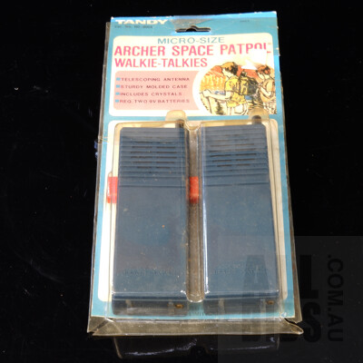 Retro Tandy Archer Space Patrol Walkie-Talkies in Original Packaging