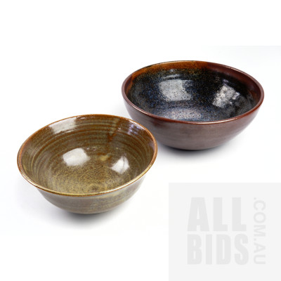 Two Eleanor Scott Findlay Glazed Ceramic Bowls, Circa 1970-80s